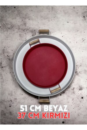 51 Cm White 37 Cm Red 2 Piece Metal Round Tray Presentation Tray Tea Coffee Tray 37ve51cm - kitchen trend