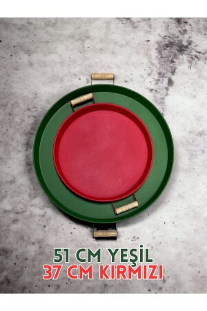 51 Cm Yeşil 37 Cm Kırmızı 2 Li Metal Yuvarlak Tepsi Sunum Tepsisi Çay Kahve Tepsisi 37ve51cm - kitchen trend