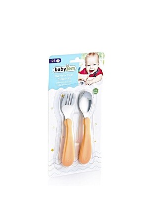 522 Paslanmaz Çelik Çatal Kaşık Seti - Somon 0530 - Babyjem