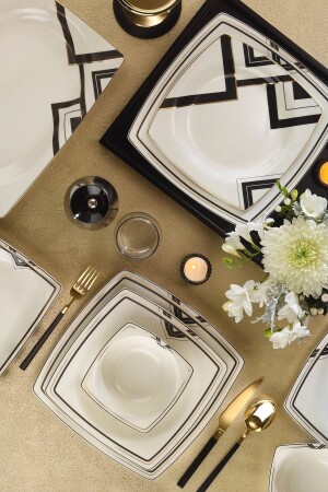 53 Pieces İnci Bone Mare Gold Mesh Dinner Set 12045 INBNMR53YT43 - Kütahya Porselen