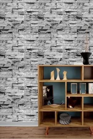 5313 New Cut Cut Gray Thin Stone Patterned Wallpaper 5-30 M² - Bien Duvar Kağıtları