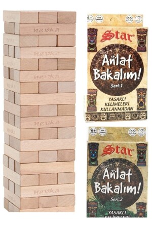 54 Parça Jenga,denge Oyunu Ve Anlat Bakalım Tabu Seri 1-2 Kartları Özel Takım 45G888833 - Star