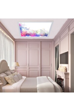 54 Watt – Größe 60 x 60 – weißer LED-Deckenleuchter – Blue Dream – bedruckt – an der Decke befestigte Lampe – Schlafzimmer-Kronleuchter – GP-2043 – Blue Dream - Gökyüzü Panel