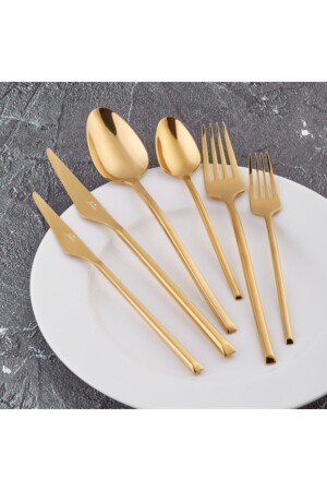 5500 84 Parça 12 Kişilik Çatal Kaşık Bıçak Seti Titanyum Gold 500.01.01.6940 - Jumbo