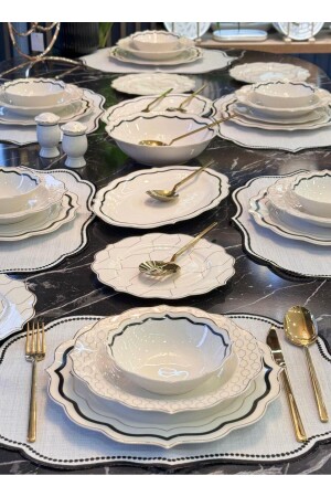 56 Piece Porcelain Dinner Set for 12 Persons Elegant Marcus - Onedekor