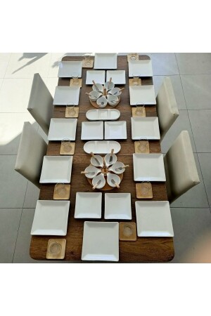 58 Piece White Square Serenade Breakfast Set for 12 People MKT074 - Bibuevim