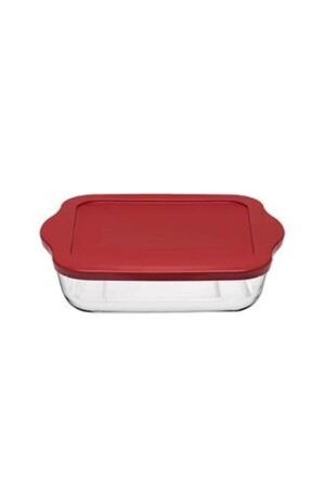 59854 Pyrex Square Tray with Red Lid evmç0159 - Paşabahçe