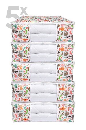 5er-Set Sockel-Organizer mit Fenster, große Aufbewahrungstasche, niedliches Tiermuster, 70 x 50 x 25 cm, VH. BBH70X50AGS6 - Vedsey Home Organizer