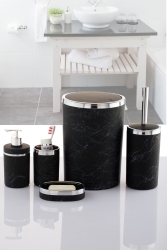 5’li Banyo Seti Mermer Desenli Soft Renk Tonu Gold Ve Gümüş Kaplama Detaylı Okc-MermerDesen - okacih