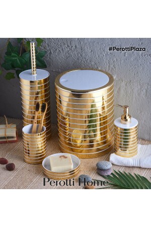 5li Gold Beyaz Banyo Seti 14759-GOLD BEYAZ - Perotti