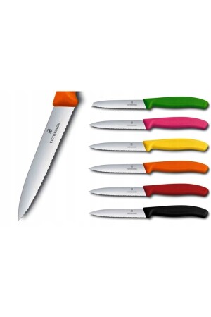 6. 7633. 5 Paring Knives 5 Serrated Blades 5 Pcs Different Colors 8cm - Victorinox