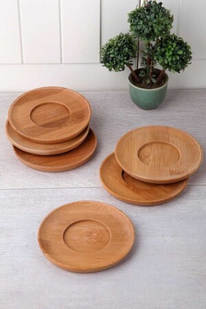 6 Adet Bambu Yuvarlak Çay Tabağı BLS-TBK-01 - Balsa Grup