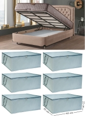 6 Adet -çekyat Baza Tipi Hurc - Baza Altı Büyük Boy Saklama Hurcu 65 X 45 X 22 Cm Ekicihome0005-6 EKİCİHOME0005-6 - Ekici home textile