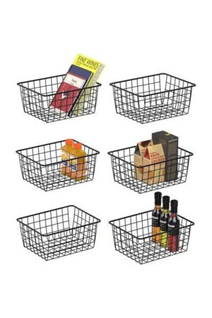 6 Adet Dolap Içi Organizer Banyo Mutfak Oyuncak Makyaj Sepeti Düzenleyici Izgara Metal Sepet dop13421090igo - fullreyon
