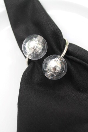 6 Adet Emtory Design Gümüş Metal Halkalı Peçete Yüzüğü - Silver Napkin Rings - Emtory Home