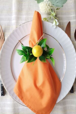 6 Adet Hasır Halkalı Otantik Limonlu Peçete Yüzüğü - Emtory Home