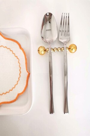 6 Adet Modern Golden Rod Çatal Kaşık Bıçak Servis Sunum Dayanağı - Emtory Home