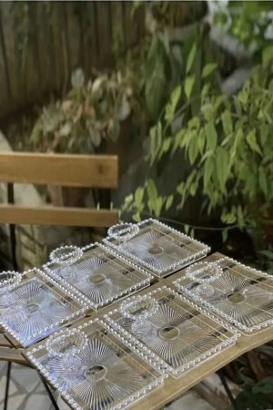 6 Beaded Turkish Delight Bowls and 6 Beaded Trays - Coffee Presentation Tray - Asya Bazaar