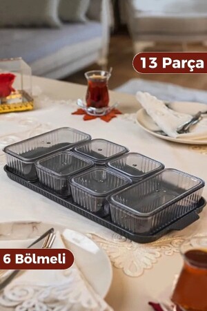 Geräuchertes Frühstücksset mit 6 Fächern, 13-teiligem Tablett und Vakuumdeckel/Aufbewahrungsbehälter-Set SAH10 - Kitchen Store