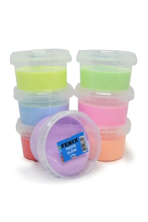 6 Colors Ready Slime in Round Box - Ready Slime - 6x170gr Total 1020gr. hsx - Genel Markalar