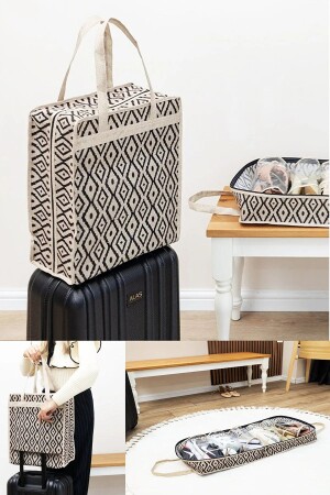 6 Compartment Patterned Shoe Storage Travel Type Suitcase Top Storage Bag (35x22x40) - Morport
