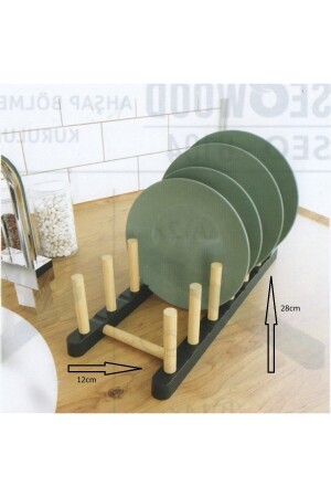 6-Compartment Wooden Plate Stand Plate Book Stack Stand - Genel Markalar