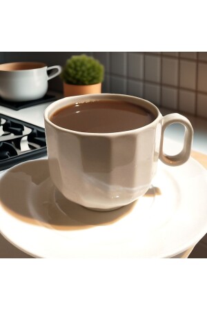 190 ml/cc Cream Tea Nescafe türkisches Kaffeetassen-Set für 6 Personen - Kütahya Porselen