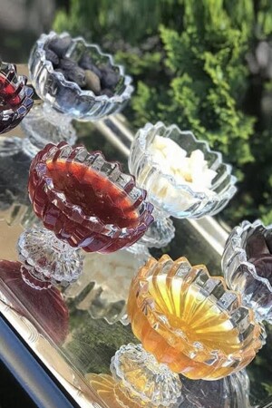 6 Lı Kristal Cam-ayaklı Şekerlik-lokumluk-kup-7x9cm Kl296271 KelebekevKL296271 - Genel Markalar