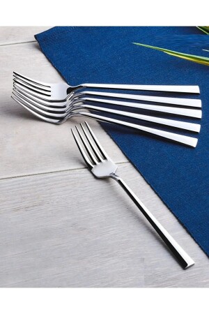 6 luxury plain stick model dessert forks (stainless steel) - Yüsra Home