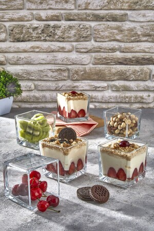 6' Magnolia Cup Bowl Glass Magnolia Pudding Dessert Ice Cream Bowl Presentation Set IL. 120 - İLİVA