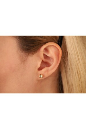 6 Mm Mini Ball Earrings for One Ear One Piece 14 Carat Yellow Gold NSV00000000023BB - Onseva Kuyumculuk