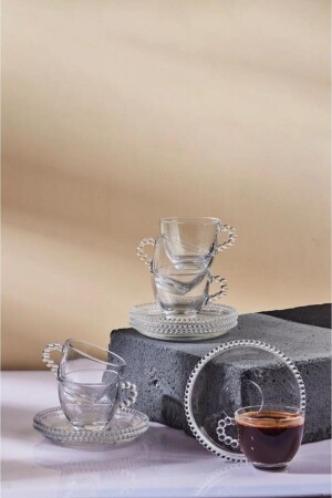 كوب شاي زجاجي من 6 قطع من MNZ-Premium Pearl - Rossel