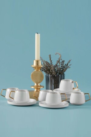 مجموعة من 6 كوبات قهوة من طراز MNZ-Saturn 100 مل ذهب - Karaca