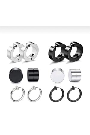 6 Pairs 12 Pieces Steel Non-Hole Clamping Magnet Earring Set MG23295201 - Yeşim Aksesuar