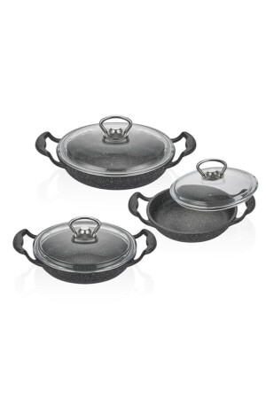 6 Parça Granit Döküm Sahan Seti Kapaklı CKCSSHN0154 - COOKCASE