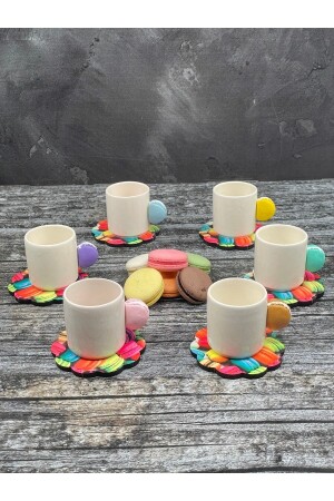 6 Person Ceramic Macaron Handled Coffee Cup Set TYC00601307595 - YzHome