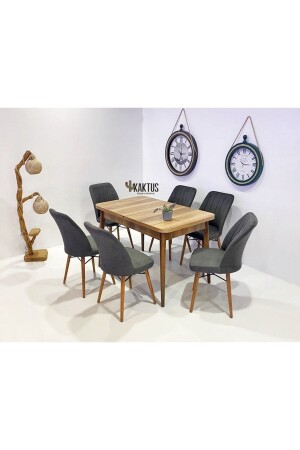 6 Person Extendable Table Chair Set Kitchen Table Set Living Room Table Dining Table Table Set - Kaktüs Avm