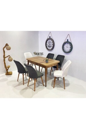6 Person Extendable Table Chair Set Kitchen Table Set Living Room Table Dining Table Table Set - Kaktüs Avm