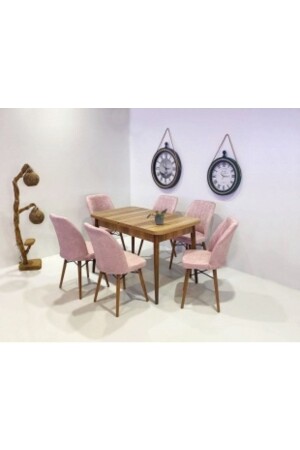 6 Person Extendable Table Chair Set Kitchen Table Set Living Room Table Dining Table Table Set - Kaktüs Avm