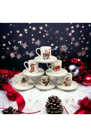 6 Person Porcelain New Year Printed Coffee Cup Set New Year's Gift yz. new year 2024 - YzHome