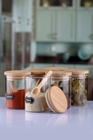 6-Piece 200 Ml Borosilicate Spice Set with Bamboo Lid and Spoon TYC00295459130 - Karçiçeği Home