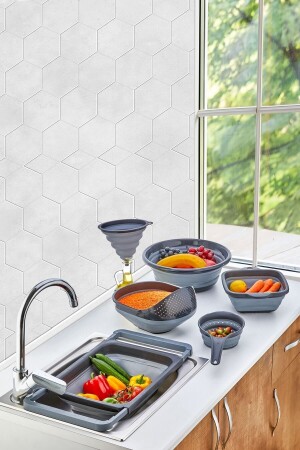 6-Piece Accordion Folding Strainer Set - 6 Piece Kitchen Dowry Set EW-SÜZGEÇ12 - M Mimoza Park