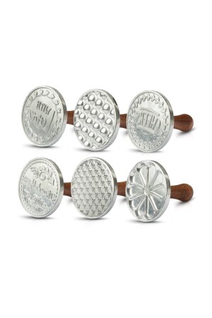 6-Piece Cast Iron Cookie Shaper Mold Pancake Seal Cookie Stamps Dowry New Year Themed - Bkc Home