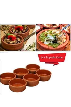 6-Piece Clay Casserole Rice Pudding Container Gvc0001 - güveç kabı