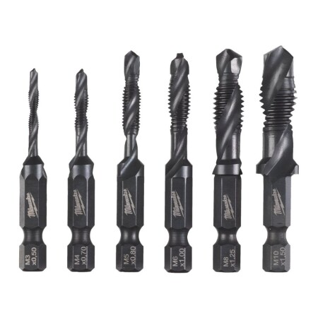 6-piece combination drill-tap set MILWAUKEE HSS-G 1/4