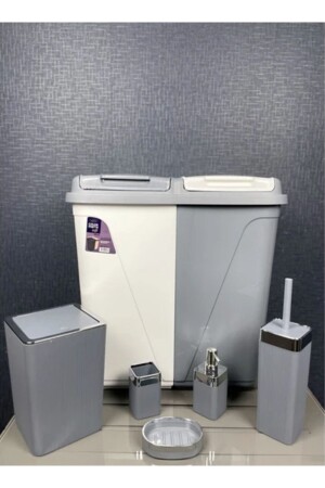 6 Piece Dirty Laundry Basket - WC Bathroom Set, Violet 6 Piece Luxury Dowry Set Ahir7894 - AHİR TİCARET