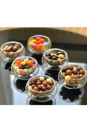 6-Piece Double Walled Mini Sauce Bowl Dragee and Turkish Delight Bowl Snacks Heat-Resistant 6-Piece Borosilicate Sauce Bowl - Genel Markalar