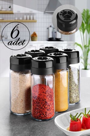 6 Piece Glass Spice Shakers Set 245 ml Swivel Lid Salt and Pepper Shakers TOSY6 - Porselen Diyarı