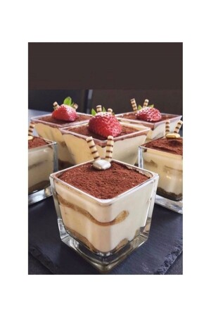 6-Piece Glass Square Cup Magnolia, Dessert And Ice Cream Bowl LVN 06 - Genel Markalar