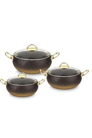 6 Piece Granite Casserole and Pot Set Gold 6PGGTSG - COOKCASE